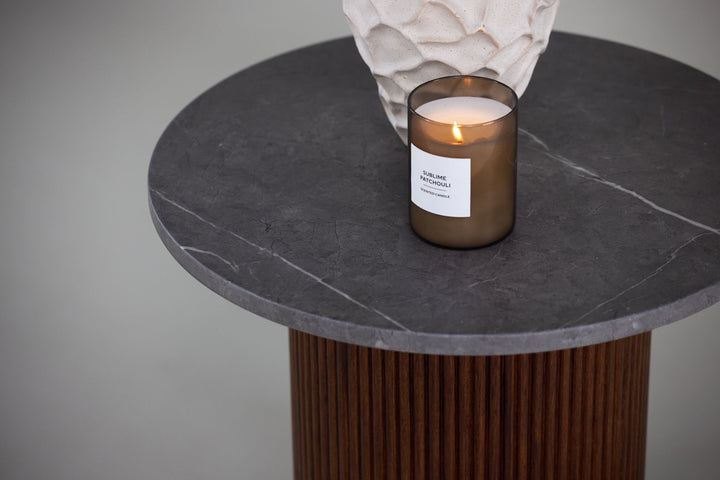 Vind Härön Side Table - Dark Brown / Dark Grey Marblelook