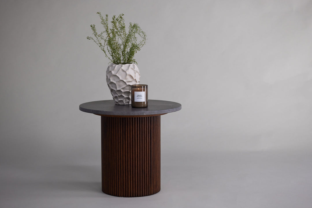 Vind Härön Side Table - Dark Brown / Dark Grey Marblelook