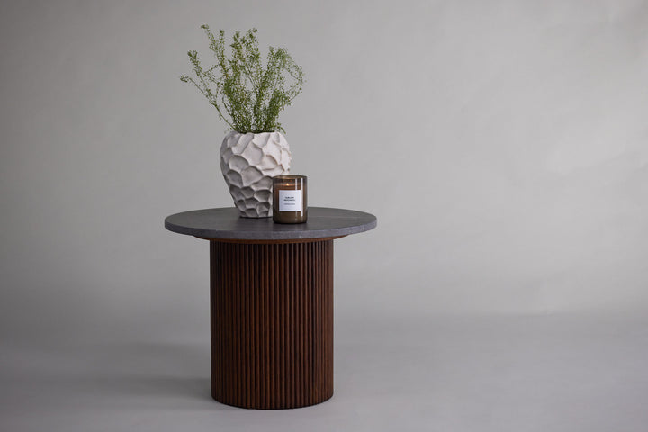 Vind Härön Side Table - Dark Brown / Dark Grey Marblelook
