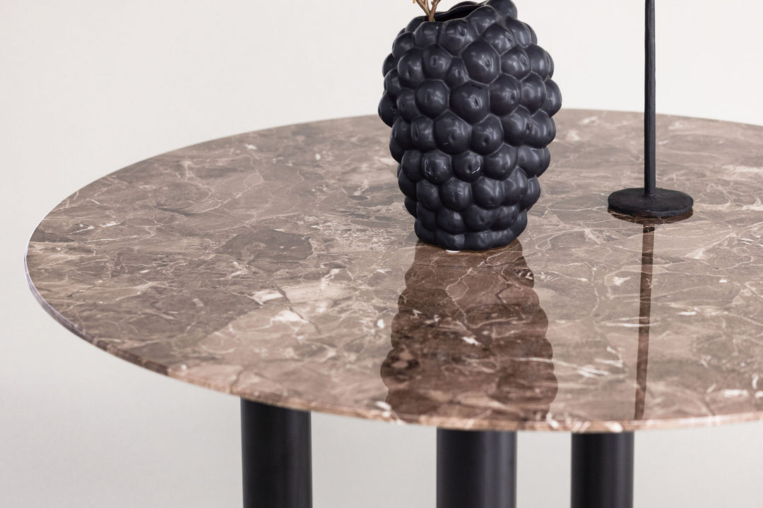 Vind Havsten Dining Table - Mocca / Dark grey Marblelook