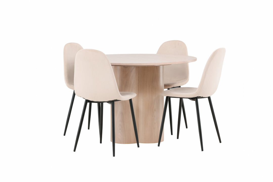 Venture Home OliviaDiningTable-WhiteWashVeneer+PolarDiningChair-Blacklegs/BeigeVelvet_4