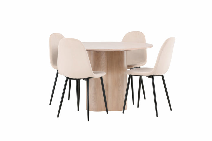 Venture Home OliviaDiningTable-WhiteWashVeneer+PolarDiningChair-Blacklegs/BeigeVelvet_4