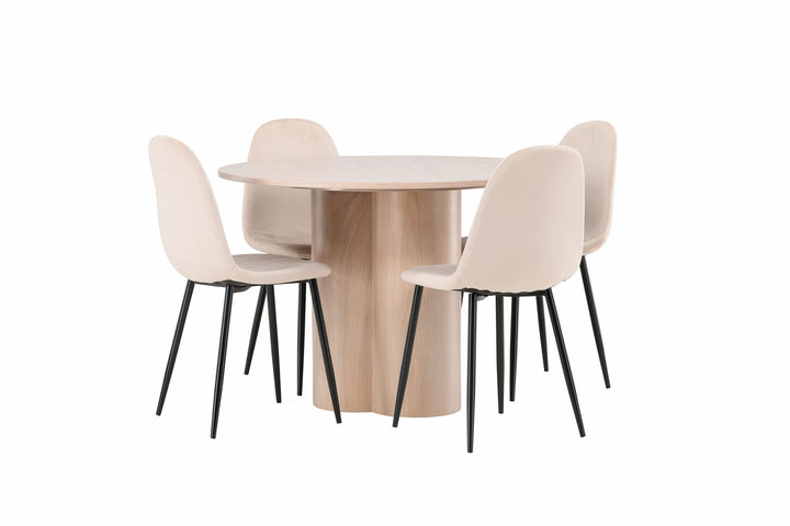 Venture Home OliviaDiningTable-WhiteWashVeneer+PolarDiningChair-Blacklegs/BeigeVelvet_4