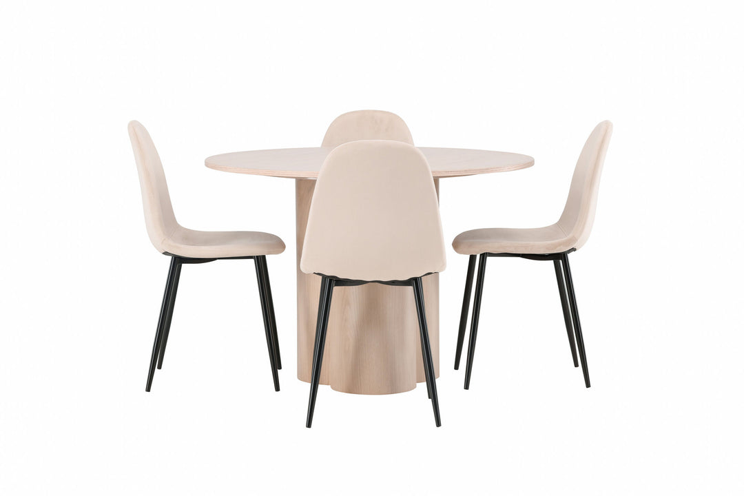 Venture Home OliviaDiningTable-WhiteWashVeneer+PolarDiningChair-Blacklegs/BeigeVelvet_4