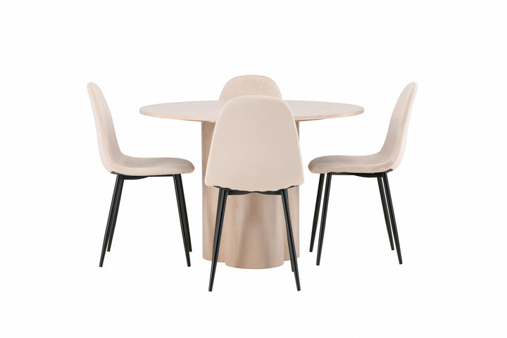 Venture Home OliviaDiningTable-WhiteWashVeneer+PolarDiningChair-Blacklegs/BeigeVelvet_4