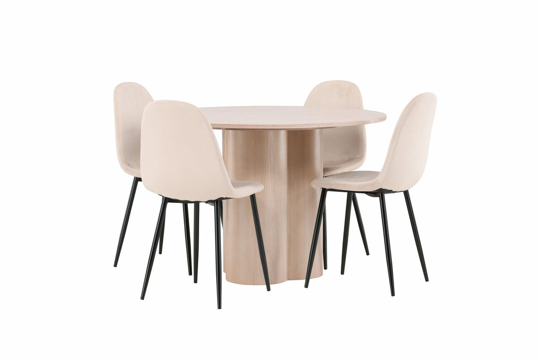 Venture Home OliviaDiningTable-WhiteWashVeneer+PolarDiningChair-Blacklegs/BeigeVelvet_4