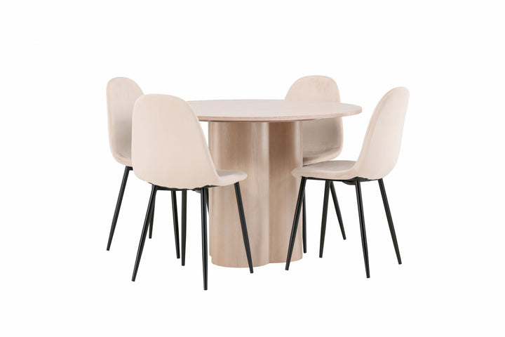 Venture Home OliviaDiningTable-WhiteWashVeneer+PolarDiningChair-Blacklegs/BeigeVelvet_4