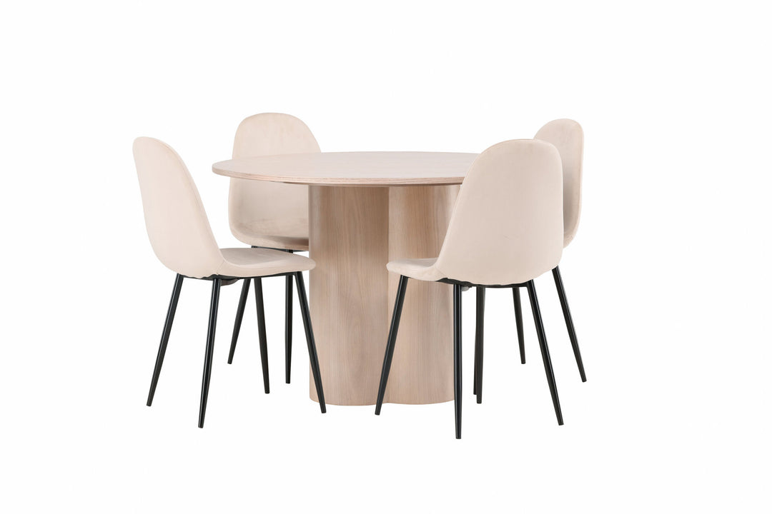 Venture Home OliviaDiningTable-WhiteWashVeneer+PolarDiningChair-Blacklegs/BeigeVelvet_4
