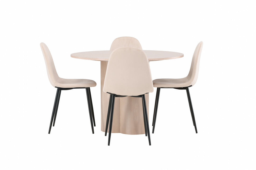 Venture Home OliviaDiningTable-WhiteWashVeneer+PolarDiningChair-Blacklegs/BeigeVelvet_4
