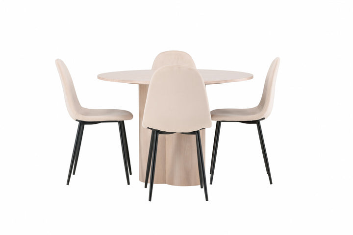 Venture Home OliviaDiningTable-WhiteWashVeneer+PolarDiningChair-Blacklegs/BeigeVelvet_4