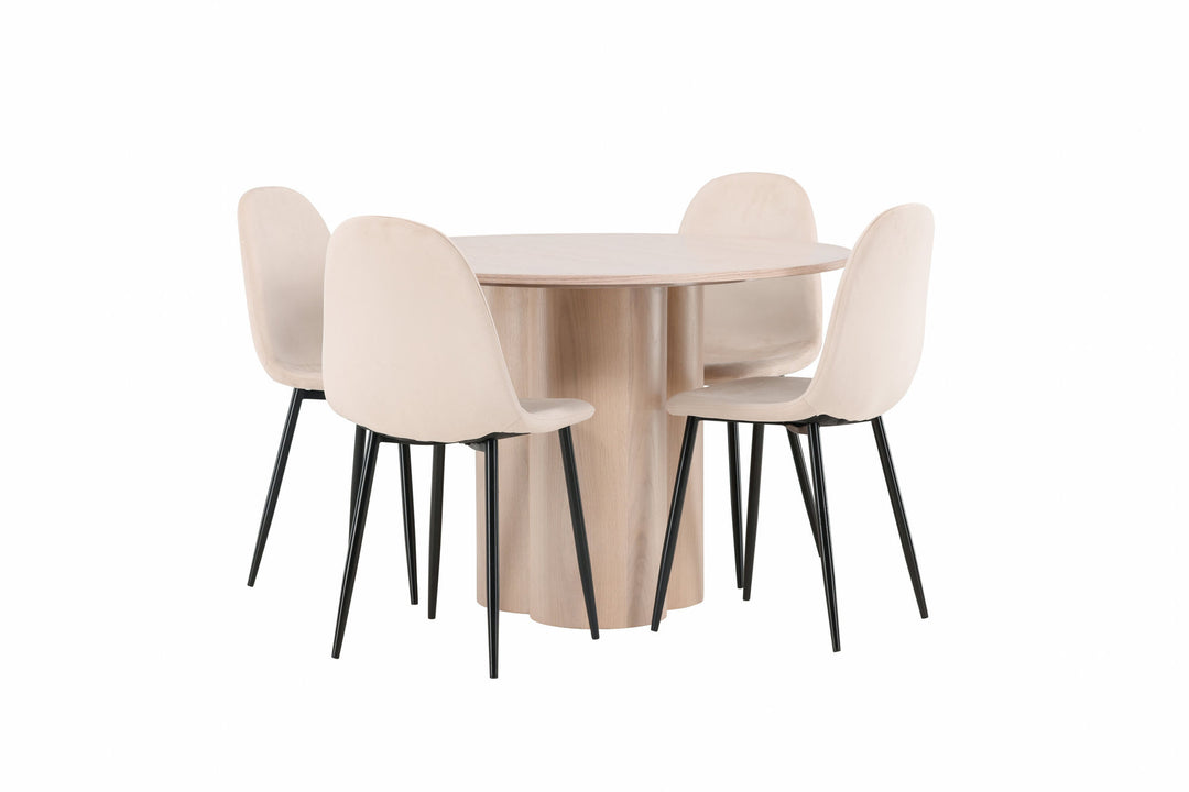 Venture Home OliviaDiningTable-WhiteWashVeneer+PolarDiningChair-Blacklegs/BeigeVelvet_4