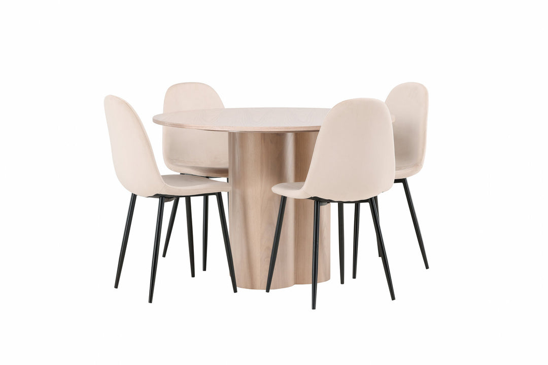 Venture Home OliviaDiningTable-WhiteWashVeneer+PolarDiningChair-Blacklegs/BeigeVelvet_4