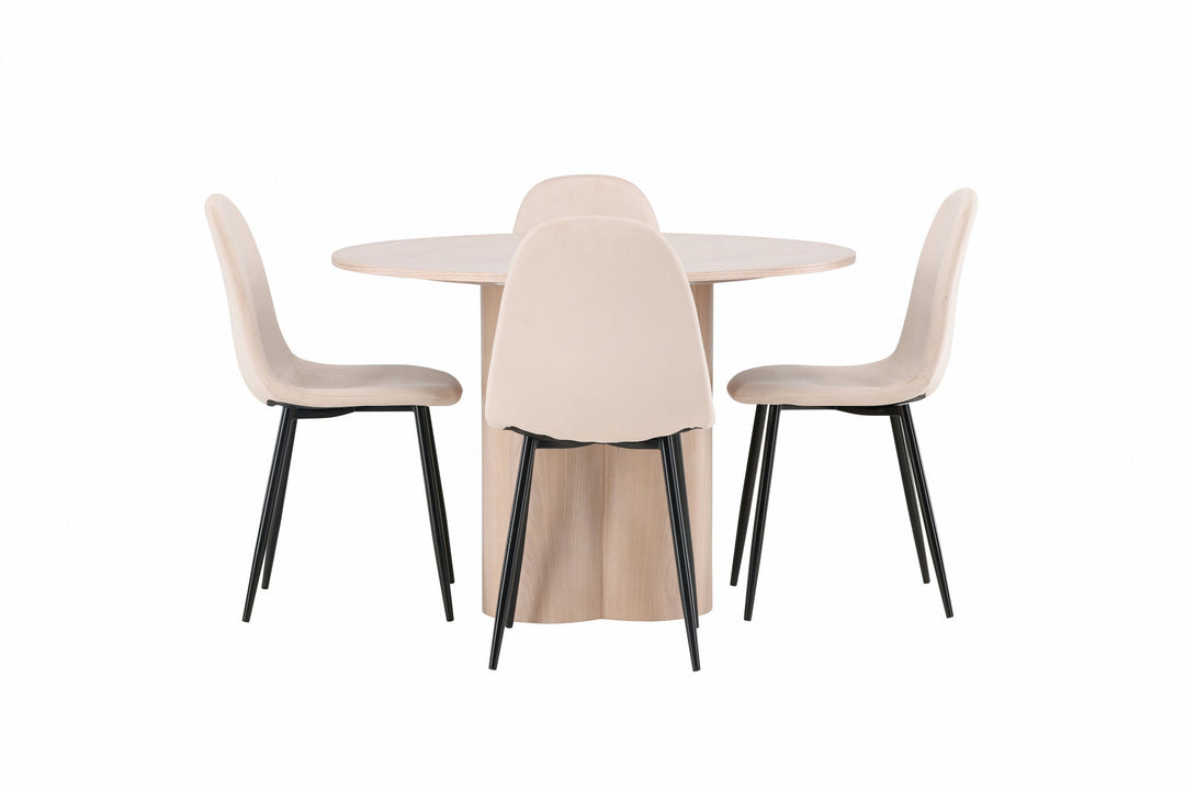 Venture Home OliviaDiningTable-WhiteWashVeneer+PolarDiningChair-Blacklegs/BeigeVelvet_4