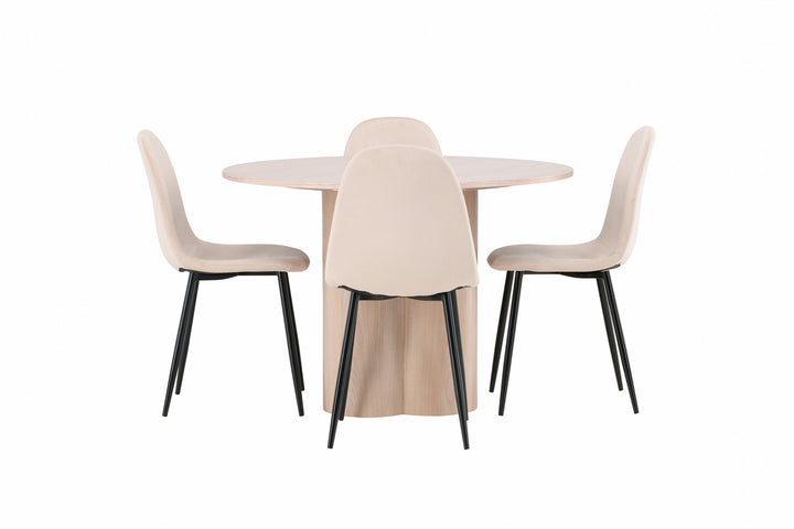 Venture Home OliviaDiningTable-WhiteWashVeneer+PolarDiningChair-Blacklegs/BeigeVelvet_4