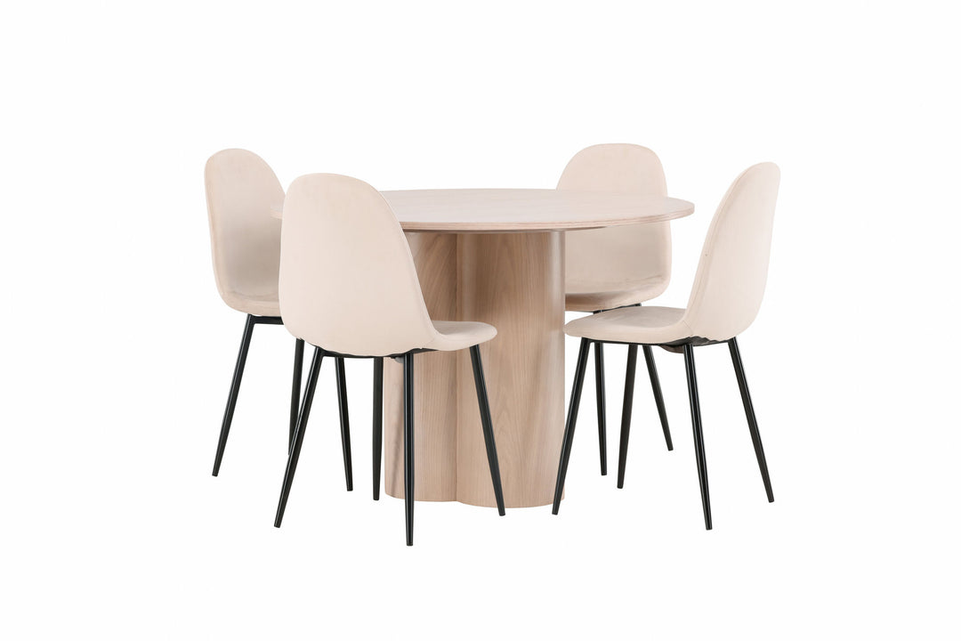 Venture Home OliviaDiningTable-WhiteWashVeneer+PolarDiningChair-Blacklegs/BeigeVelvet_4