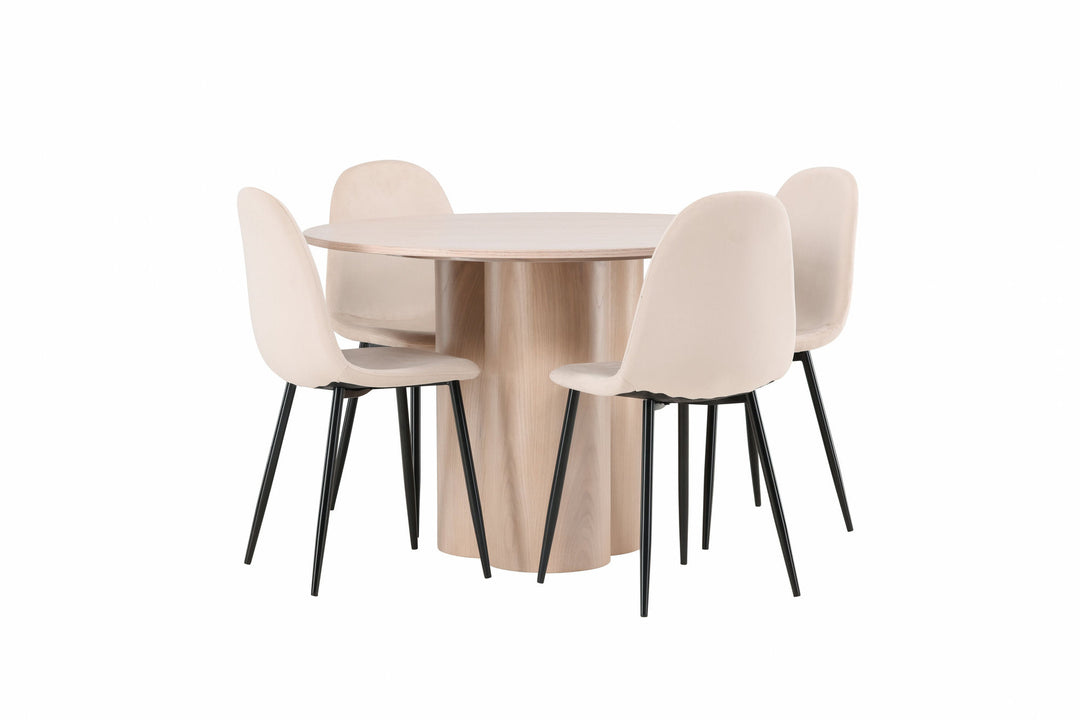 Venture Home OliviaDiningTable-WhiteWashVeneer+PolarDiningChair-Blacklegs/BeigeVelvet_4