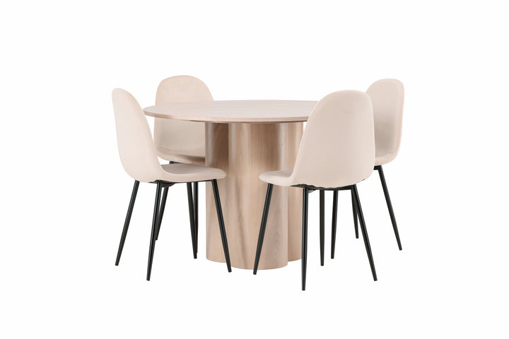 Venture Home OliviaDiningTable-WhiteWashVeneer+PolarDiningChair-Blacklegs/BeigeVelvet_4