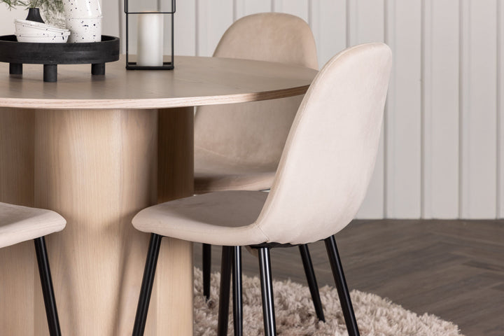 Venture Home OliviaDiningTable-WhiteWashVeneer+PolarDiningChair-Blacklegs/BeigeVelvet_4