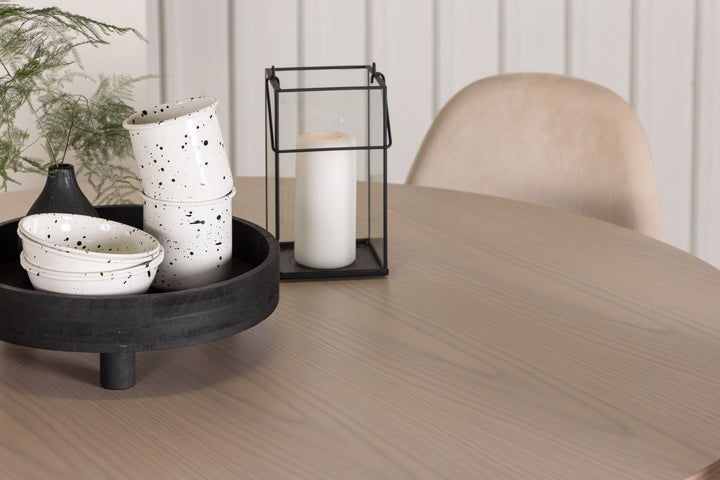 Venture Home OliviaDiningTable-WhiteWashVeneer+PolarDiningChair-Blacklegs/BeigeVelvet_4