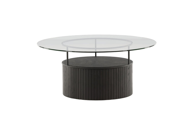 Furniture Fashion Bovall Sofa Table - Black / Clear glass ⌀90
