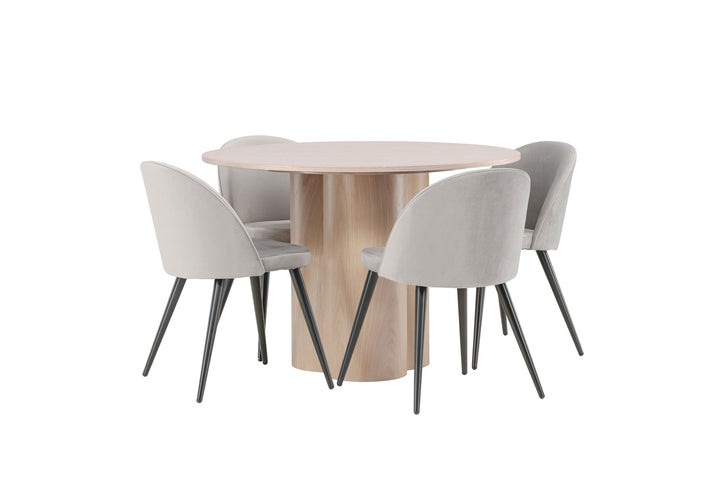 Venture Home OliviaDiningTable-WhiteWashVeneer+VelvetDiningChair-LightGrey/Black_4