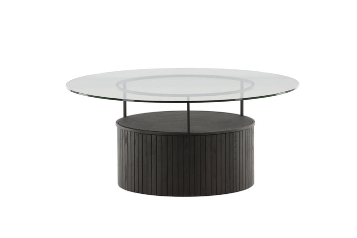 Furniture Fashion Bovall Sofa Table - Black / Clear glass ⌀90
