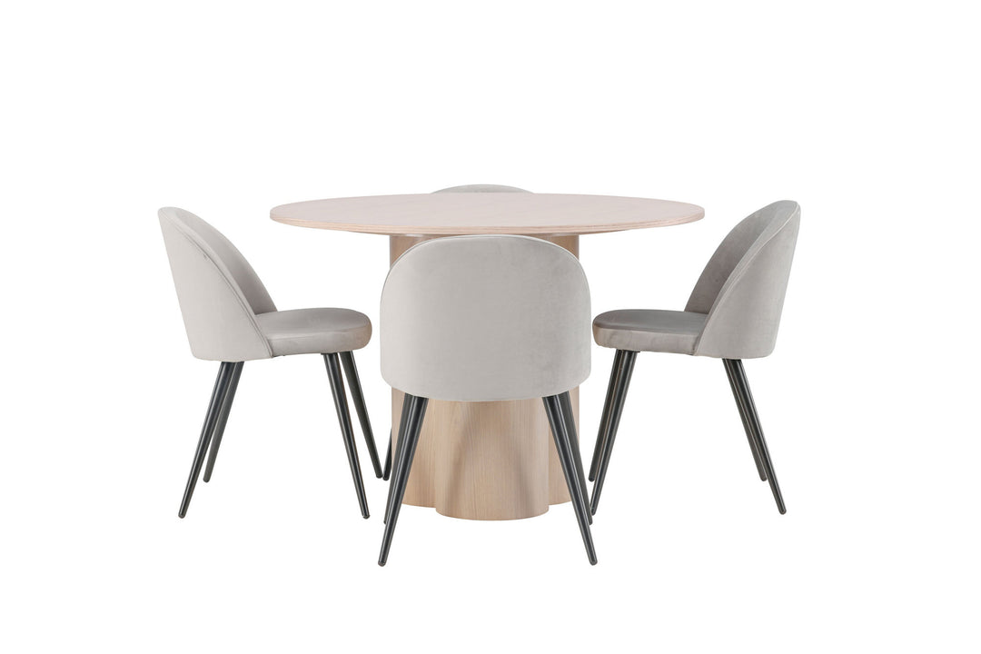 Venture Home OliviaDiningTable-WhiteWashVeneer+VelvetDiningChair-LightGrey/Black_4