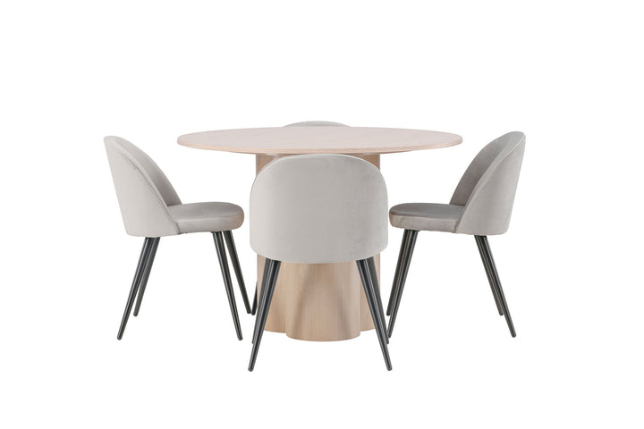 Venture Home OliviaDiningTable-WhiteWashVeneer+VelvetDiningChair-LightGrey/Black_4