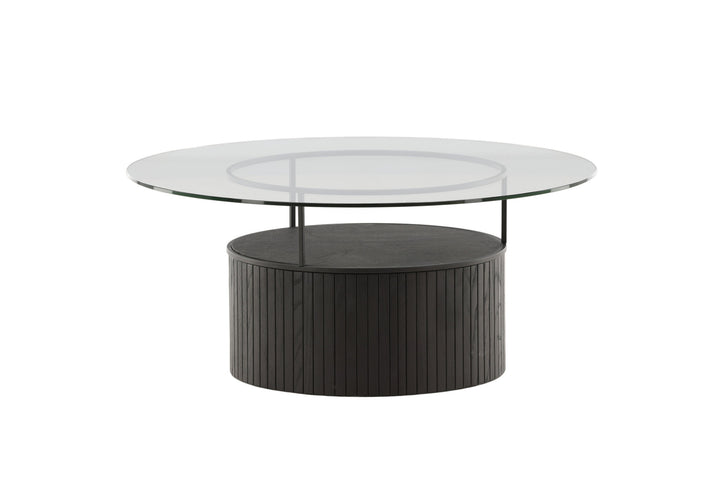 Furniture Fashion Bovall Sofa Table - Black / Clear glass ⌀90