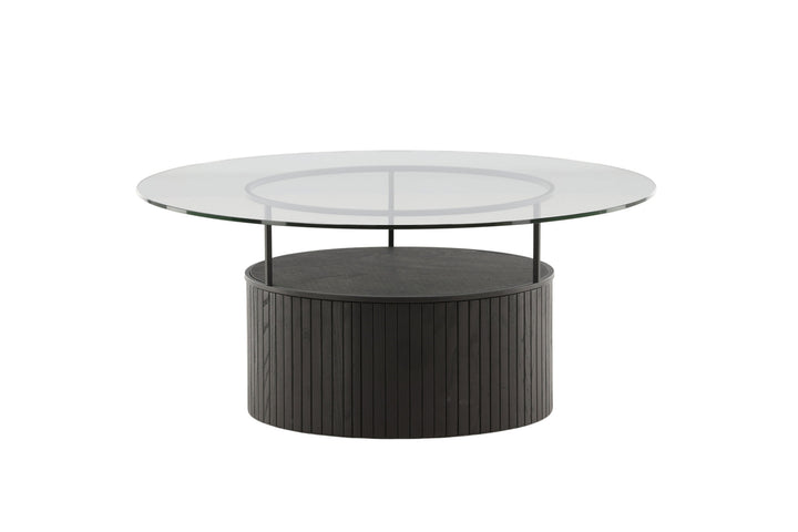 Furniture Fashion Bovall Sofa Table - Black / Clear glass ⌀90