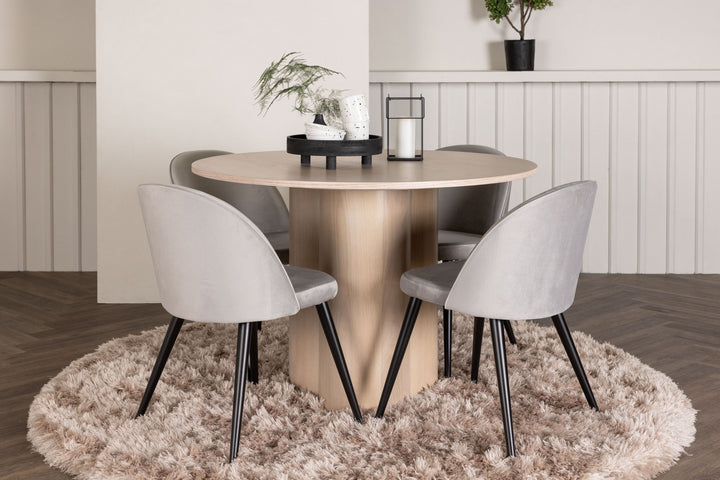 Venture Home OliviaDiningTable-WhiteWashVeneer+VelvetDiningChair-LightGrey/Black_4