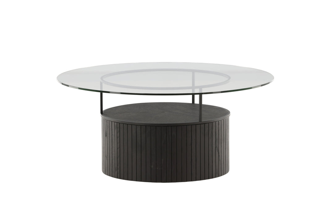 Furniture Fashion Bovall Sofa Table - Black / Clear glass ⌀90