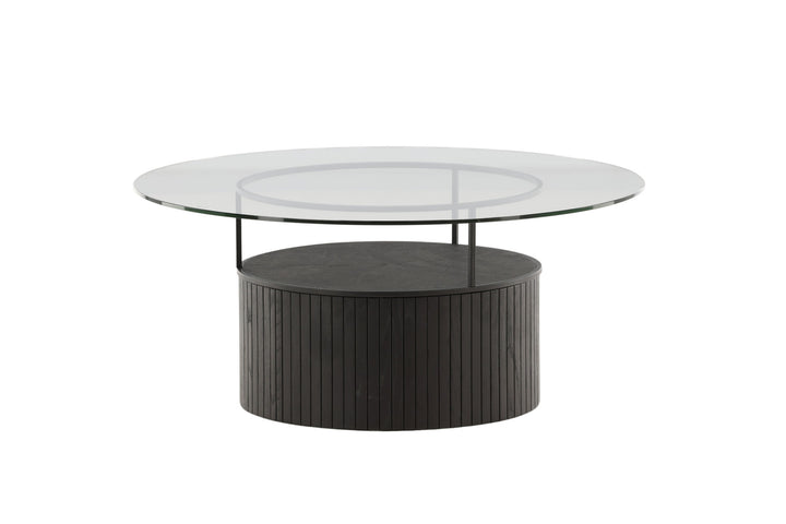 Furniture Fashion Bovall Sofa Table - Black / Clear glass ⌀90