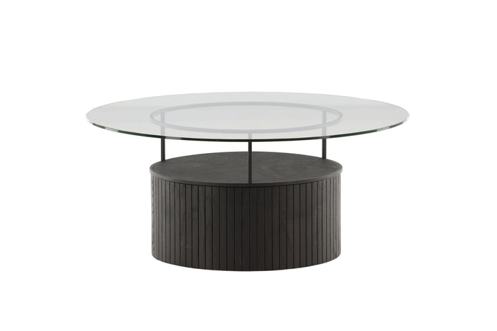 Furniture Fashion Bovall Sofa Table - Black / Clear glass ⌀90