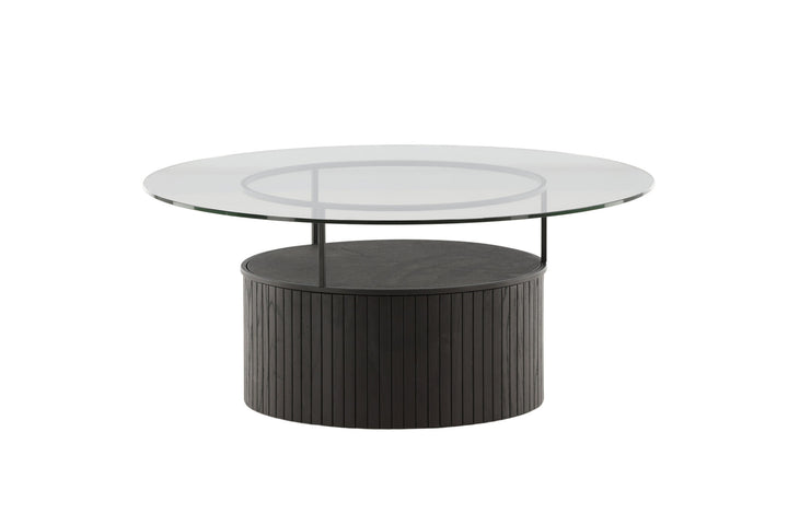 Furniture Fashion Bovall Sofa Table - Black / Clear glass ⌀90