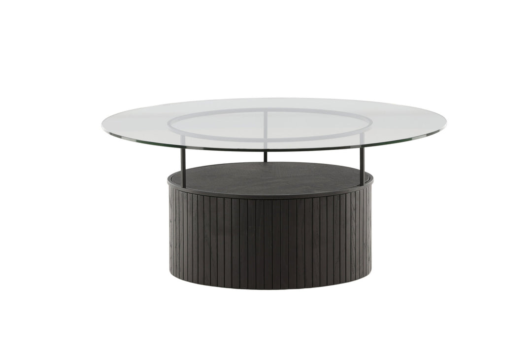 Furniture Fashion Bovall Sofa Table - Black / Clear glass ⌀90