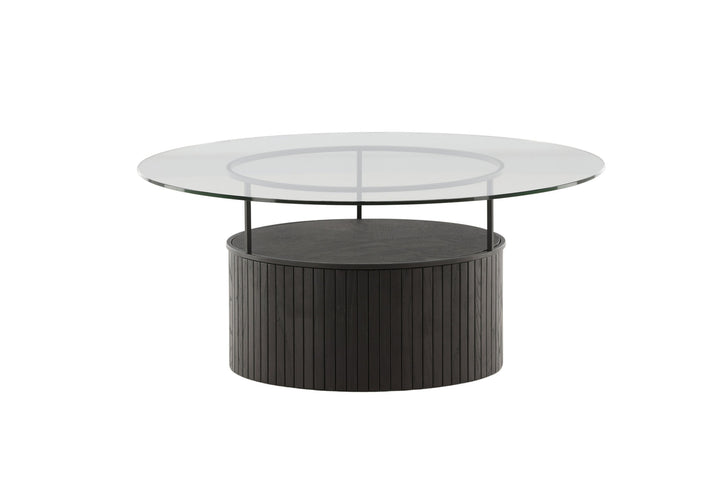 Furniture Fashion Bovall Sofa Table - Black / Clear glass ⌀90