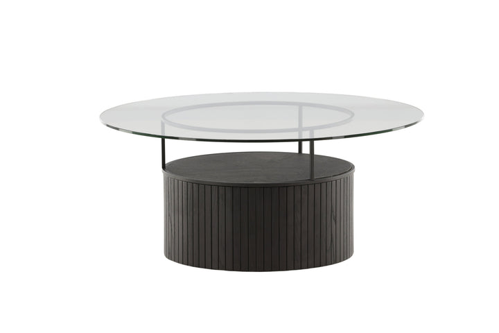 Furniture Fashion Bovall Sofa Table - Black / Clear glass ⌀90
