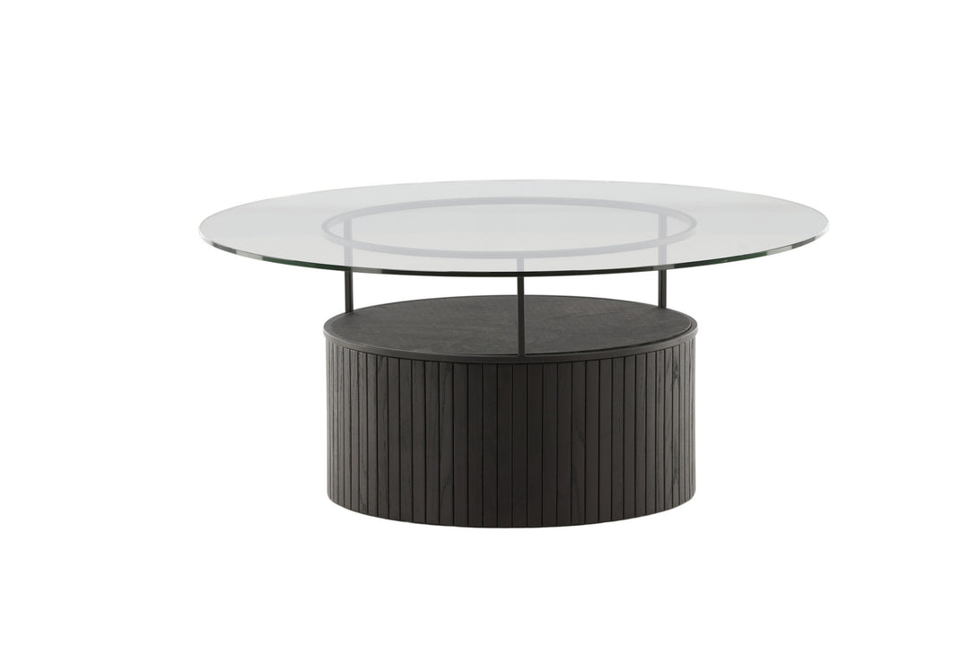 Furniture Fashion Bovall Sofa Table - Black / Clear glass ⌀90