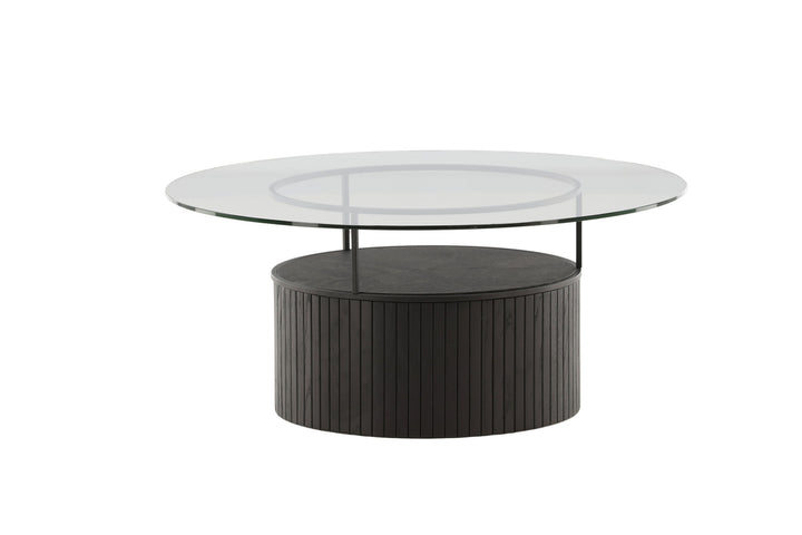 Furniture Fashion Bovall Sofa Table - Black / Clear glass ⌀90