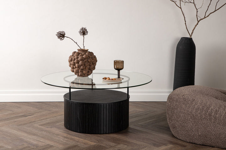 Furniture Fashion Bovall Sofa Table - Black / Clear glass ⌀90
