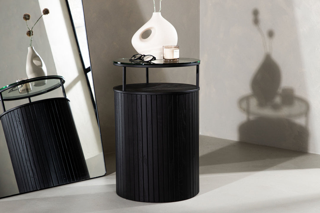 Furniture Fashion Bovall Side Table - Black / Clear glass ⌀37