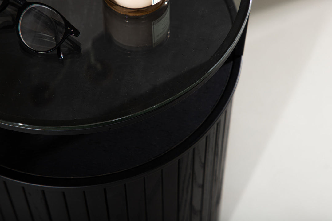 Furniture Fashion Bovall Side Table - Black / Clear glass ⌀37