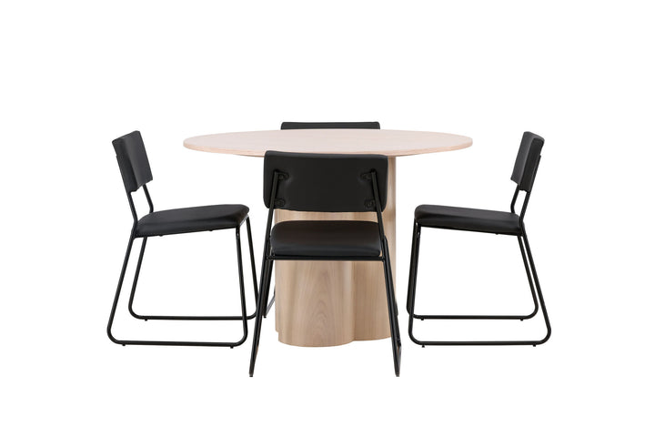 Venture Home OliviaDiningTable-WhiteWashVeneer+KenthChair-Black/BlackPU_4