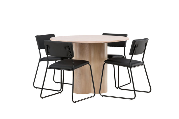 Venture Home OliviaDiningTable-WhiteWashVeneer+KenthChair-Black/BlackPU_4