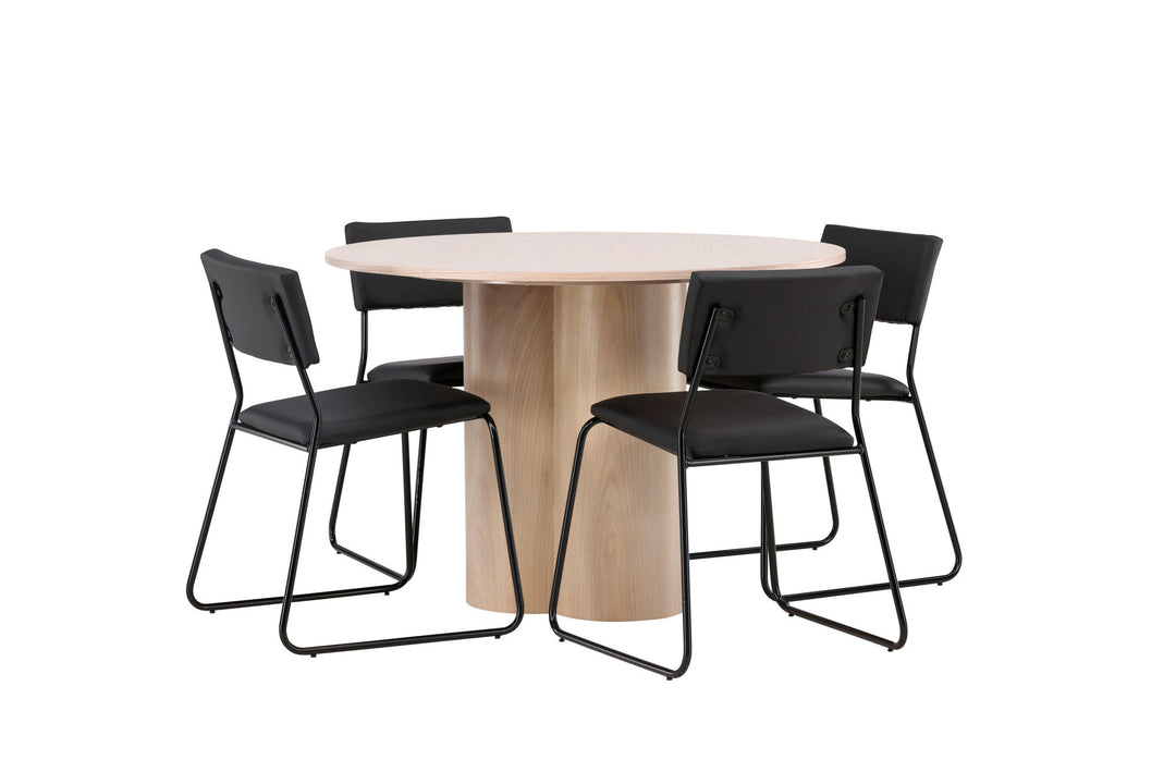Venture Home OliviaDiningTable-WhiteWashVeneer+KenthChair-Black/BlackPU_4
