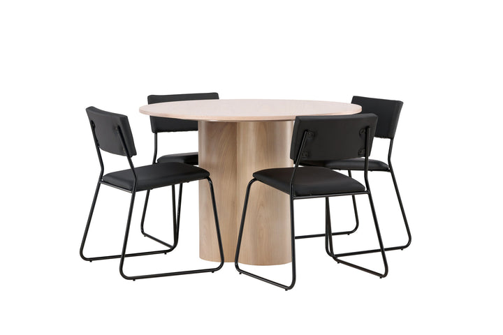 Venture Home OliviaDiningTable-WhiteWashVeneer+KenthChair-Black/BlackPU_4