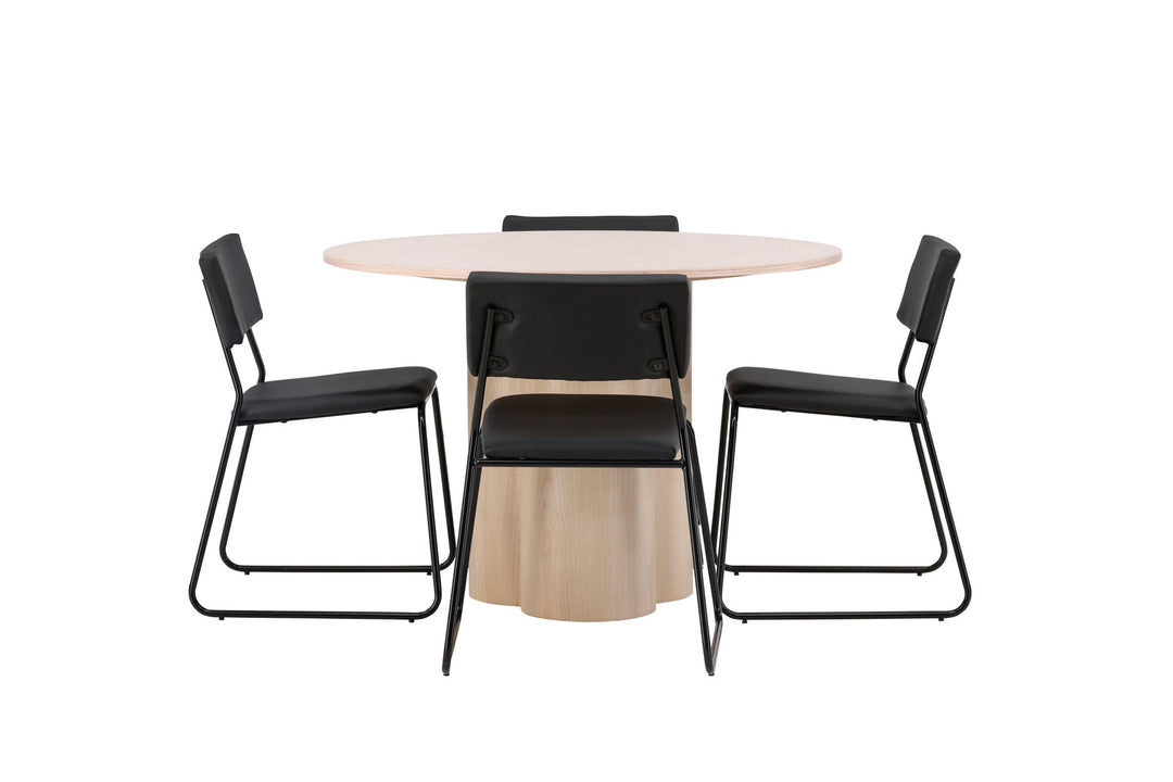 Venture Home OliviaDiningTable-WhiteWashVeneer+KenthChair-Black/BlackPU_4