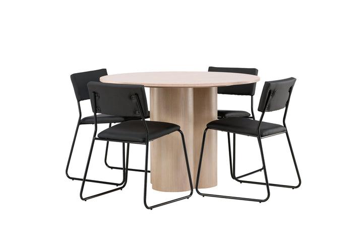 Venture Home OliviaDiningTable-WhiteWashVeneer+KenthChair-Black/BlackPU_4