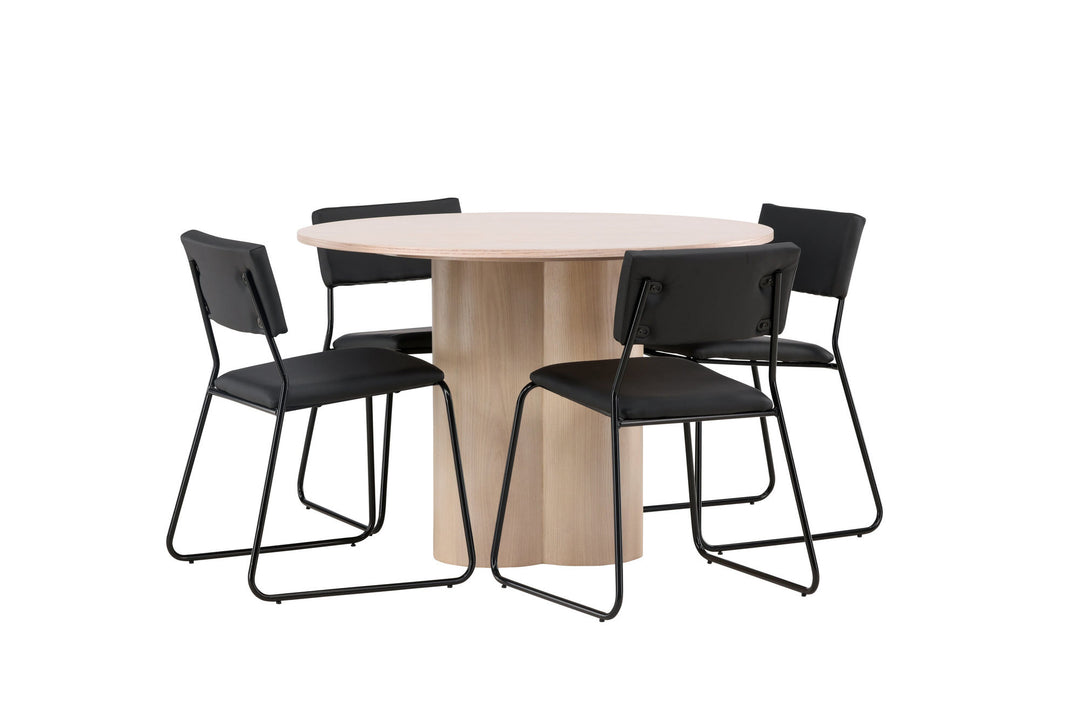 Venture Home OliviaDiningTable-WhiteWashVeneer+KenthChair-Black/BlackPU_4